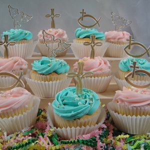Religious Icons Cupcake Picks, Cupcake Topper, Cupcake Decorations, First Communion, Baptism Cupcake Topper, Weddings, Cake Pop Pick