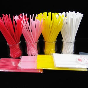 Reusable Cake Pop Sticks, Red Lollipop Sticks, Pink Cake Pop Sticks, Yellow Plastic Cake Pop Sticks, Cake Pope Supplies, 6&quot; - Qty 25