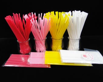 Reusable Cake Pop Sticks, Red Lollipop Sticks, Pink Cake Pop Sticks, Yellow Plastic Cake Pop Sticks, Cake Pope Supplies, 6" - Qty 25