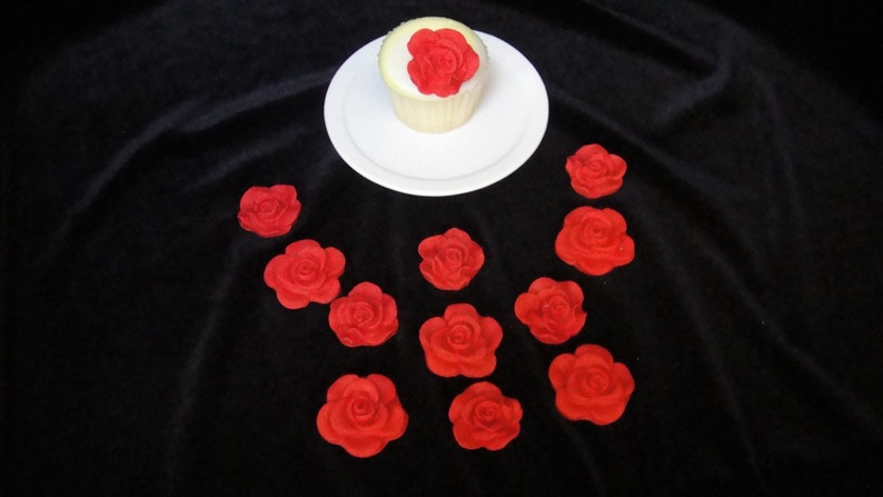 Red Roses1 Fondant Cupcake Toppers image 2