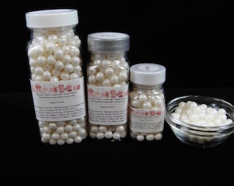 White Shimmer 8mm Sugar Pearls, Weddings, Cake Pop Sprinkles, Cupcake Sprinkles, Edible Pearls