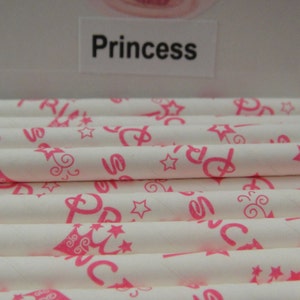Princess Print Paper Straw, Mason Jar Straws, Weddings, Birthday Party, Baby Showers, Retro Paper Straws QTY 12 image 3