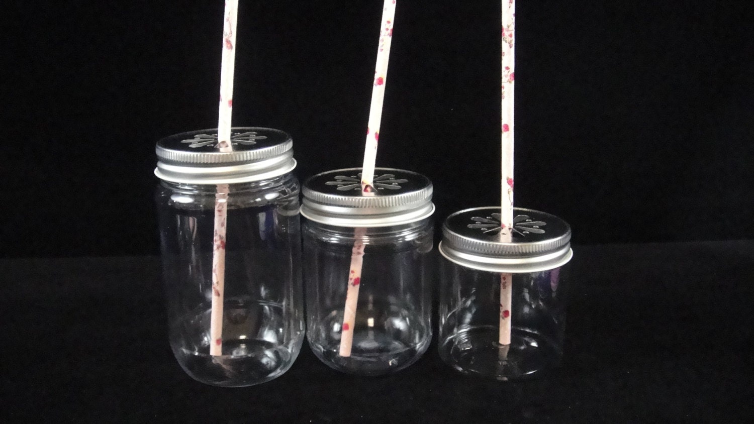 Norme 20 Packs Plastic Mason Jars with Lids and Straws Christmas
