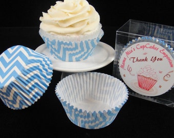 Blue Chevron Cupcake Liners 2 - Quantity 25