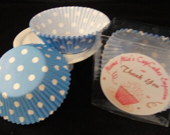 Blue with Medium White Polka Dots Cupcake Liners