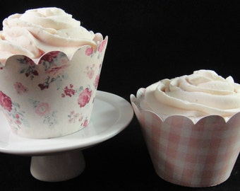 Roses and Plaid Cupcake Wrappers