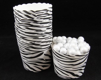Black Zebra Print  Baking Cups, Candy Cups, Dip Cups, Nut Cups, Weddings, Party Cups, Candy Buffets, Wedding Cupcakes, Favor Cups, QTY 12