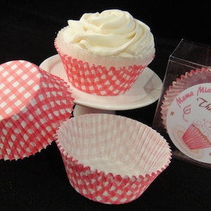 Medium Red Gingham Plaid Cupcake Liners