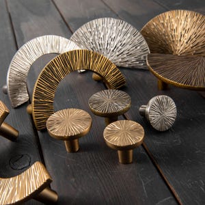 Antique Brass Semi Circle Drawer Pull: Textured Cabinet Handle