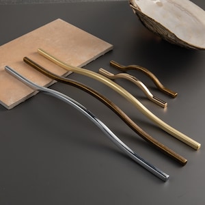 Modern Arch Cabinet Pulls , Champagne Bronze Curved Arch Drawer Handles Pulls , Dressers for Bedroom Handles , Kitchen Cabinet Gold Pulls