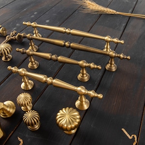Antique Brass Drawer Pull: Vintage Cabinet Handle, Wardrobe Hardware