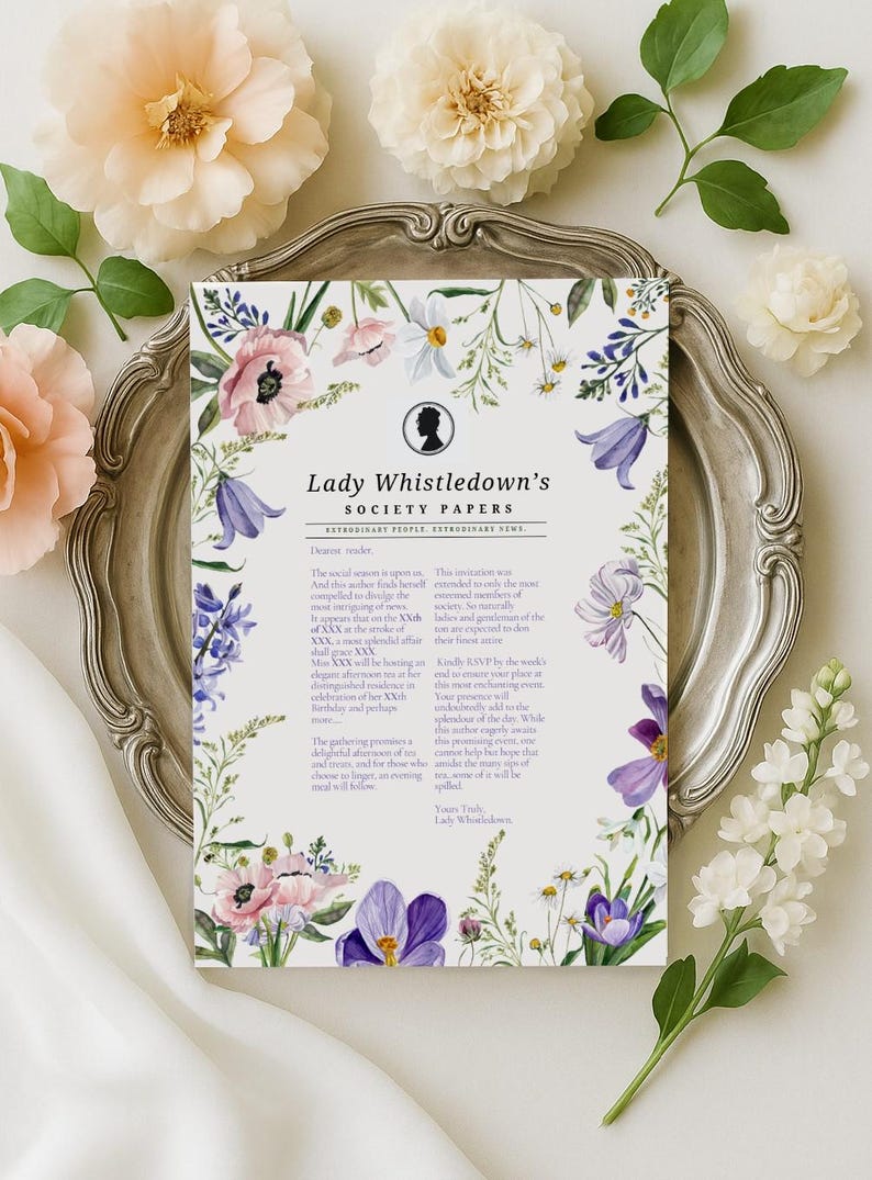 Editable Bridgerton Party Invitation, Bridgerton Tea Party Invite ...