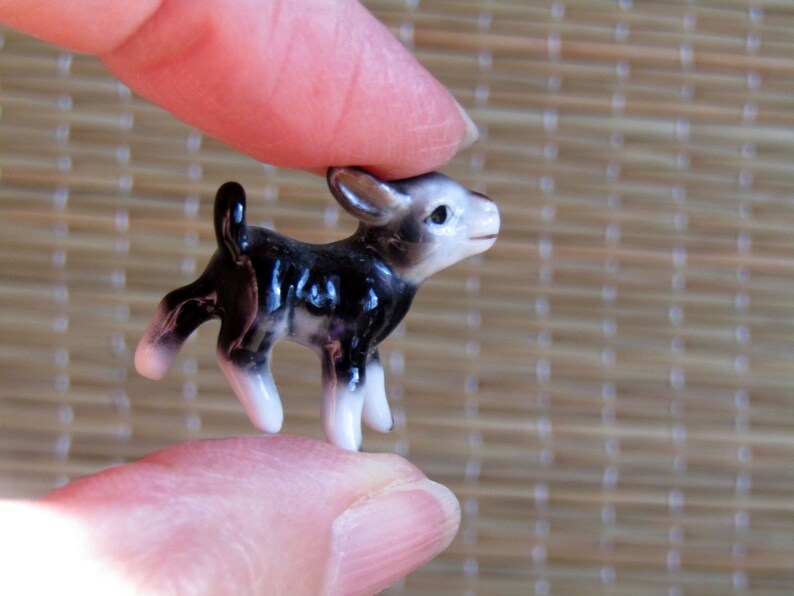 Baby Animal Bone China Figurine Miniature Cow Eensy Weensy Calf Baby Cow