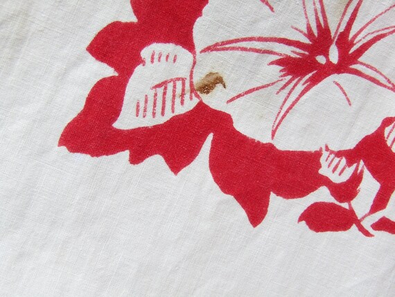 Red And White Print Kitchen Tablecloth Morning Glories 48 12 X 47 12 - 