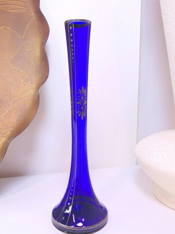 Cobalt Blue Vase Czech Glass Vase Made In Czechoslovakia Etsy