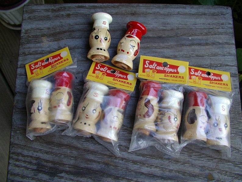 Vintage 1940s 1950s Kitchen Decor Vintage Chef Decor Picnic Chef Salt Pepper Shakers 4 Sets Unused Nos Mip hycel medical