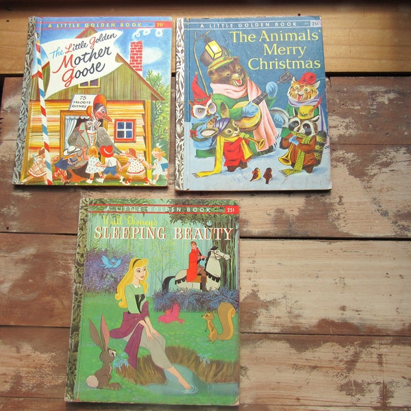 Children's Book Lot, 1957 The Little Golden Mother Goose, 1958 The Animals' Merry Christmas, 1957 Sleeping Beauty, LGB