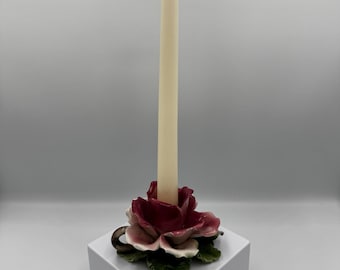 Vintage, Nuova Capodimonte Porcelain, Rose Candle Holder