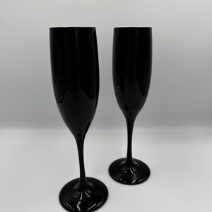 Vintage, Black, Amythest Glass Champagne Flutes or Wine Glasses (Set of 2)