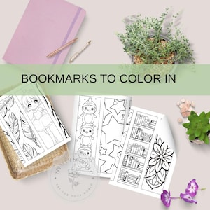 Printable Coloring Bookmarks for Kids and Adults Fun Creative Activity Instant Digital Download DIY Book Lover Gift