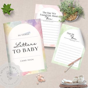 Lot de cartes mémoire Lettres à bébé à imprimer pour les nouveaux parents et les cadeaux de baby shower, Cartes jalons