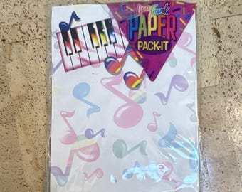 Lisa Frank Paper Pack-It Stationery Set Music Notes Theme Pencils Erasers Ruler
