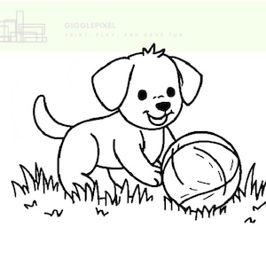 12 Cute Puppy Coloring Pages – Printable Dog Coloring Book for Kids –  Fun Animal Activity Sheets, Instant Download