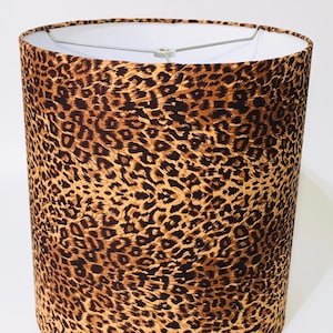 Handmade Lampshade Drum Unique Fabric Leopard Print Home Decor Modern Contemporary, available in different sizes, Made in USA