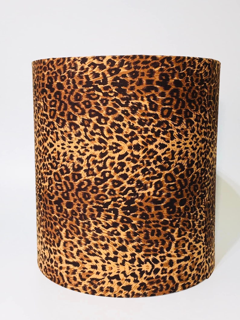 Handmade Lampshade Drum Unique Fabric Leopard Print Home Decor Modern Contemporary, Available in