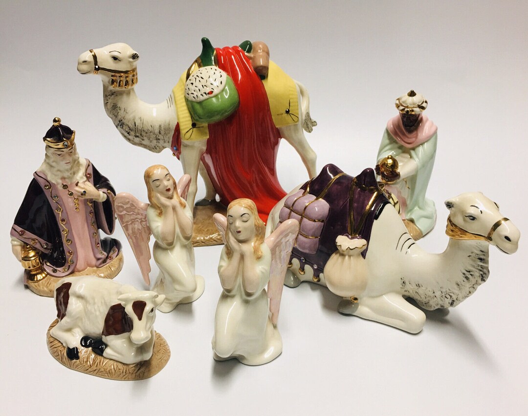 1950 Vintage Holland Mold Nativity Set Scene Hand Painted Large Figures