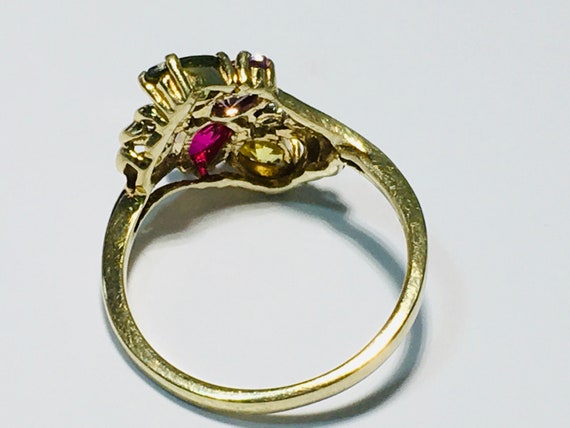 Vintage 10k solid yellow gold ring with red ruby … - image 5