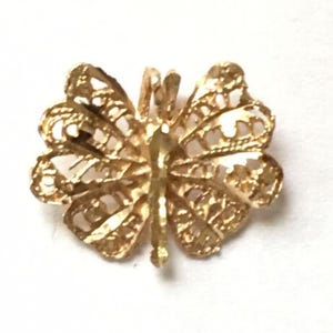 14k 14 Karat Solid Yellow Gold Butterfly Charm / Pendant Vintage Jewelry