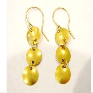 Stunning  22k Solid Yellow Gold Handmade Disk Earrings made in USA