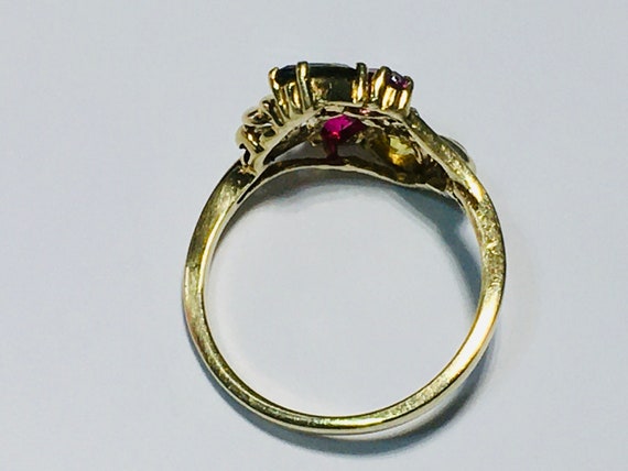 Vintage 10k solid yellow gold ring with red ruby … - image 6