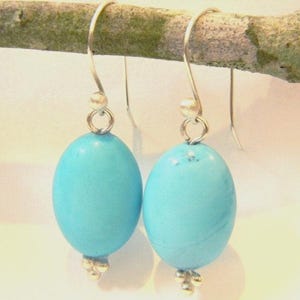 Gorgeous Sterling Silver 925 Earrings with natural Turquoise  Gemstone