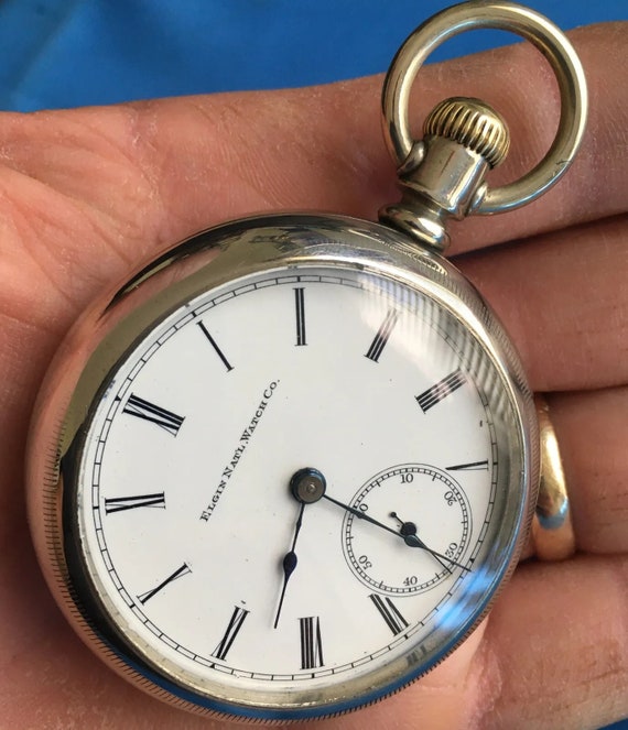 Antique 1889 Elgin Illinois 18s Hunting Oresilver Pocket Watch Runs Etsy