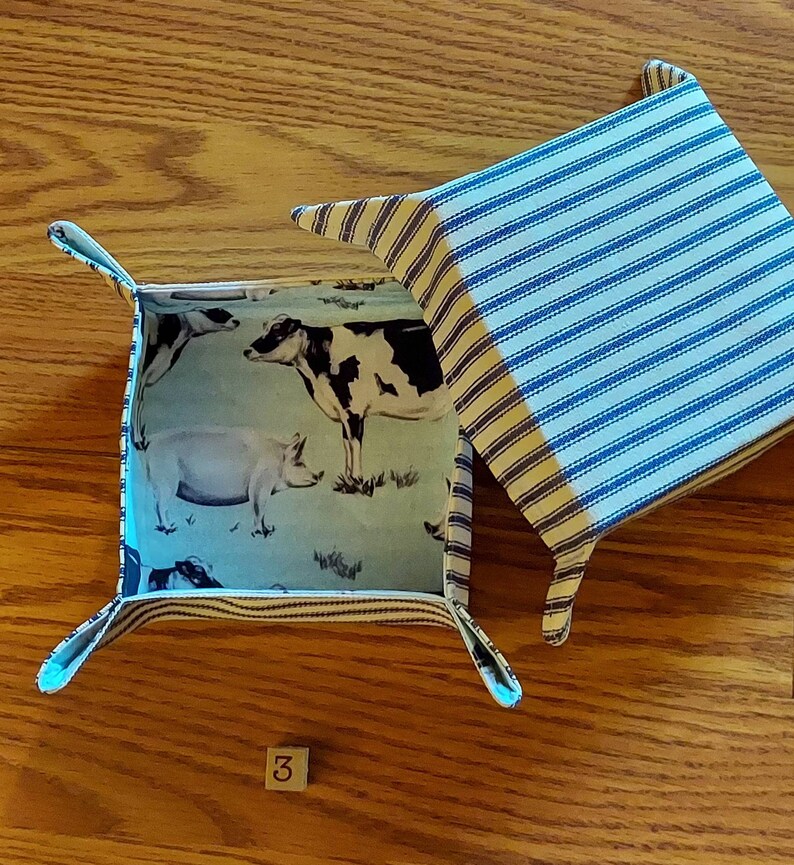 Fabric Travel Tray, Farmhouse Fabric Tray, Multi Use Fabric Tray, Valet