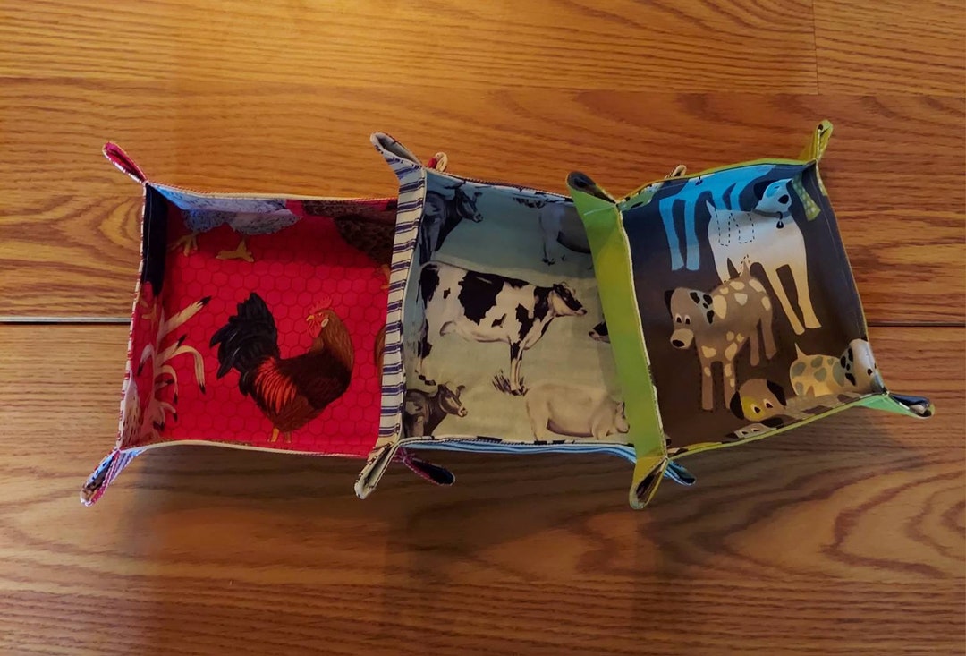 Fabric Travel Tray, Farmhouse Fabric Tray, Multi Use Fabric Tray, Valet