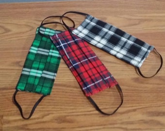 Three layers , Holiday Mask, Buffalo Plaid Mask ,Made in USA, Buy 2 Get 1 FREE, Gifts, Gift for Him/Her flannel mask,breathable, winter mask