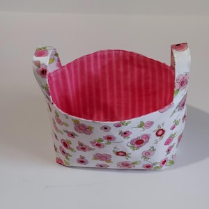 Handmade fabric, Sumner flower bin, fabric organizer, storage basket