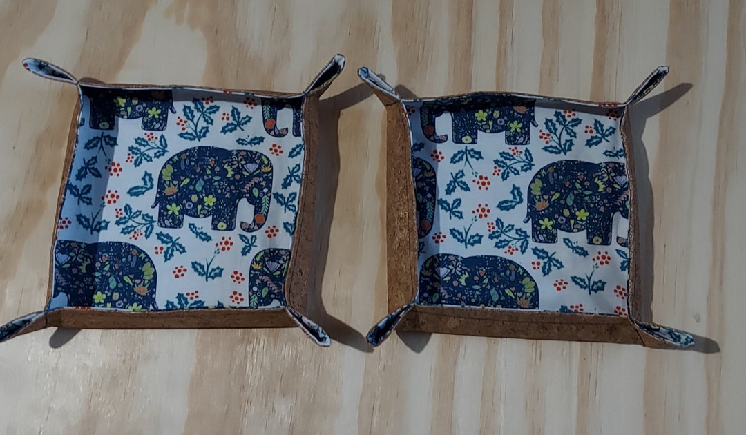 Cork and Fabric Valet Trays, Fabric Trays Organizer, Travel Tray, Multi Use Tray, Handmade Tray