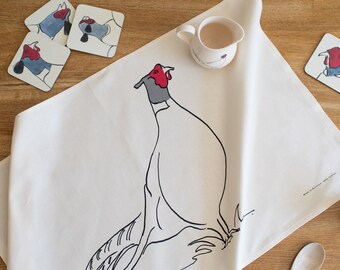 Pheasant Cotton Tea Towel, Made in England, Country Kitchen Decor
