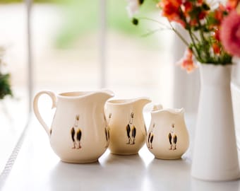 Runner Duck Jugs in Creamware handmade on Stoke on Trent by Cluck Cluck!