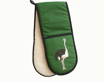Ostrich Green double Oven gloves