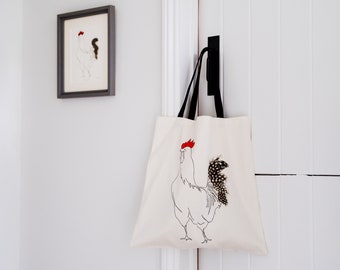 Spotty Cockerel rooster Tote Bag Large Shopping Easter