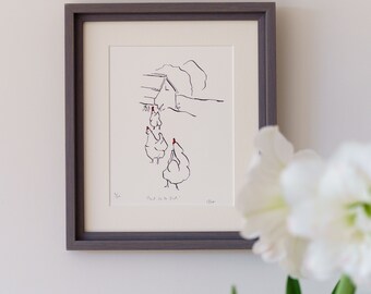 Hen print framed edition 100 from Cluck Cluck!