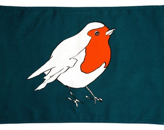 Robin Tea Towel with full colour 100 % Cotton made in England from Cluck Cluck