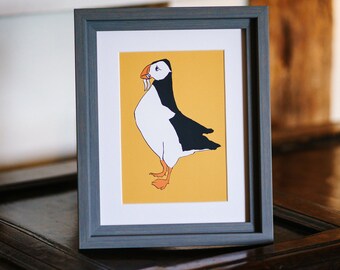 Puffin Giclee Mini Print Framed 18 x 23 cm