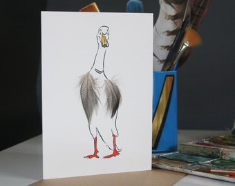 Runner Duck Card Hand finished with feathers from Cluck Cluck