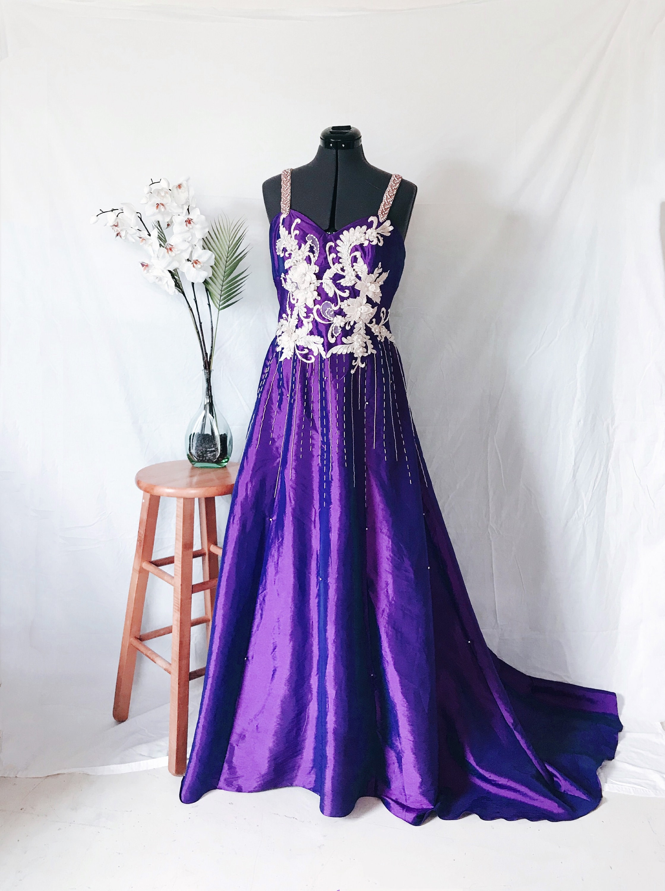 purple and gold dress